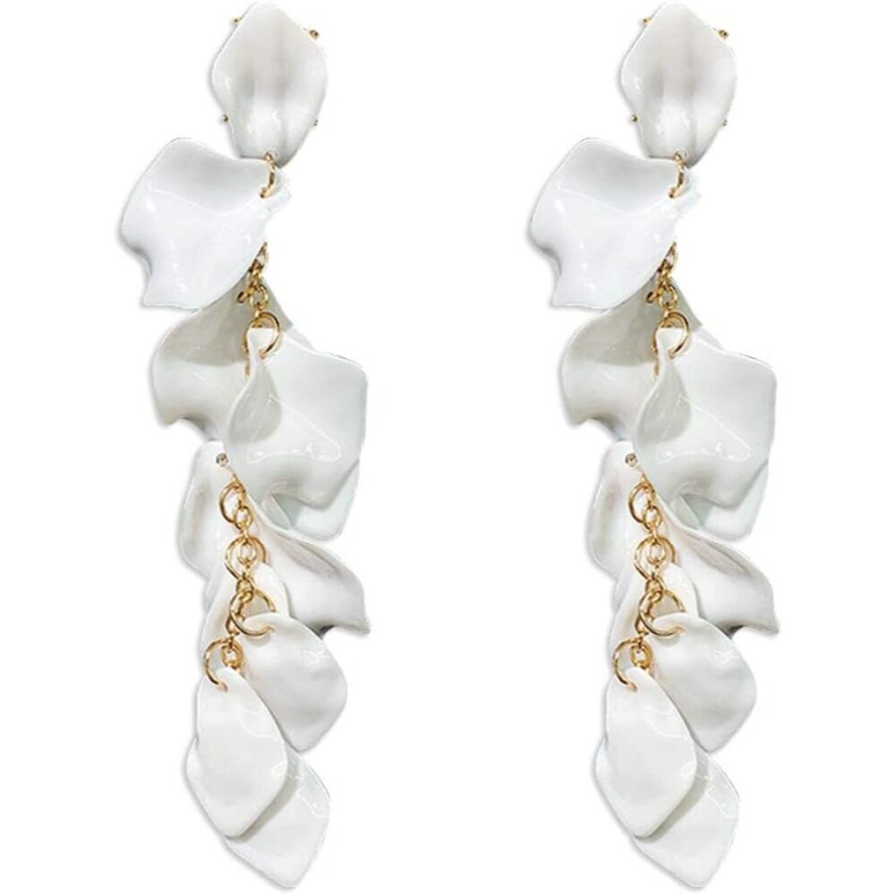Long Acrylic Rose Petal Earrings Dangle Exaggerated Flower Earrings Drop Stateme